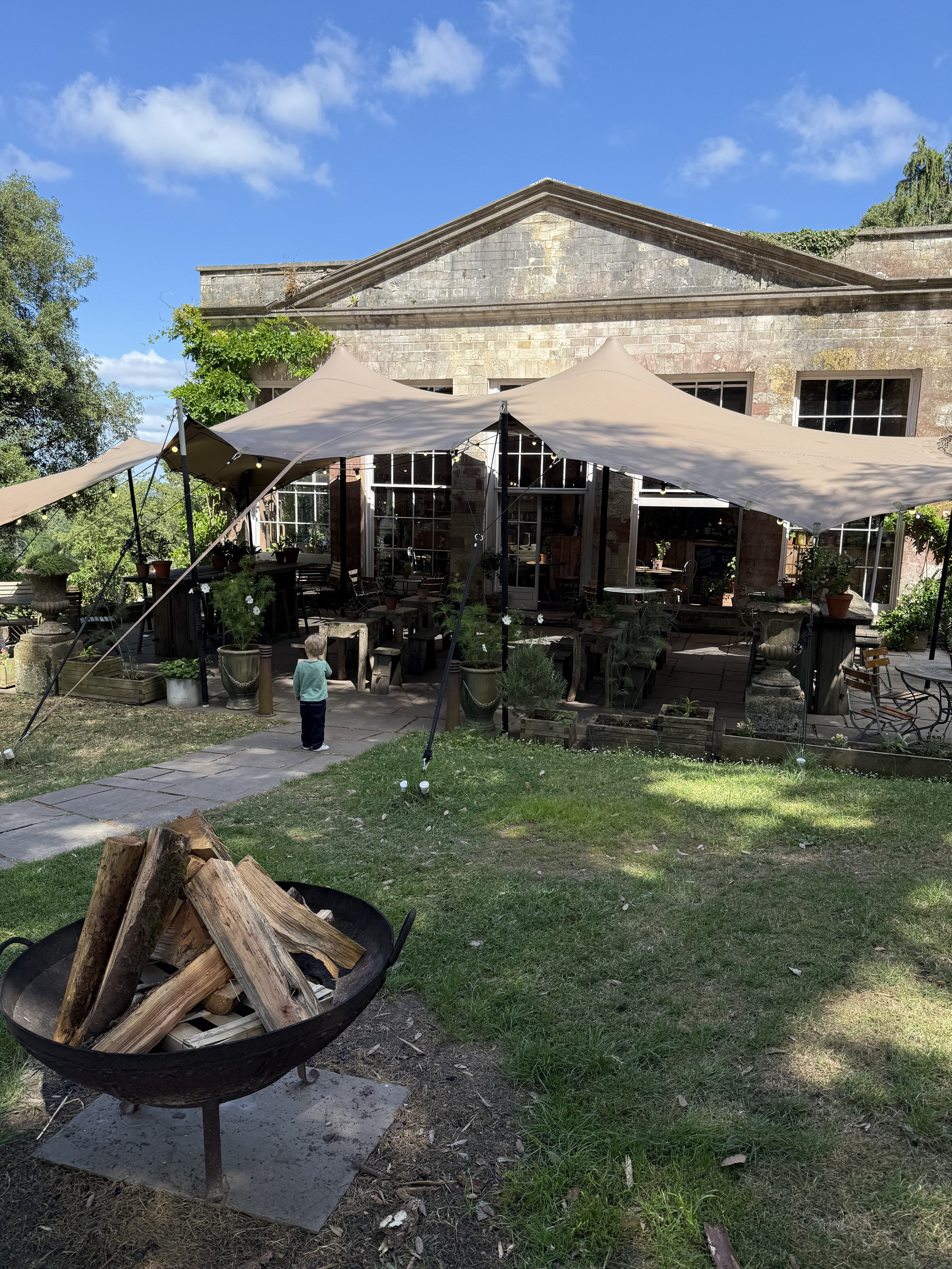 Outdoor dining at The Pig at Combe, Devon